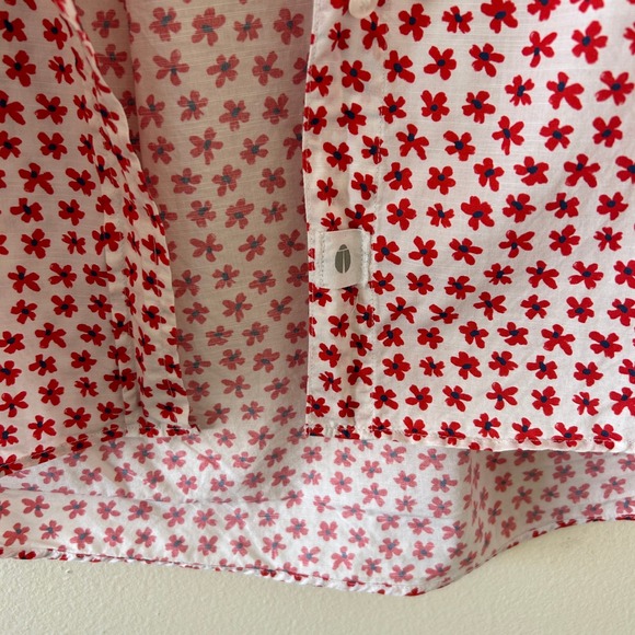 Grayson Cotton White Red Floral Print Button Blouse Top L - Picture 4 of 8